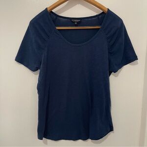 Liverpool LA Navy Blue Pleated Shoulder Tee - Soft Knit Capsule Essential -